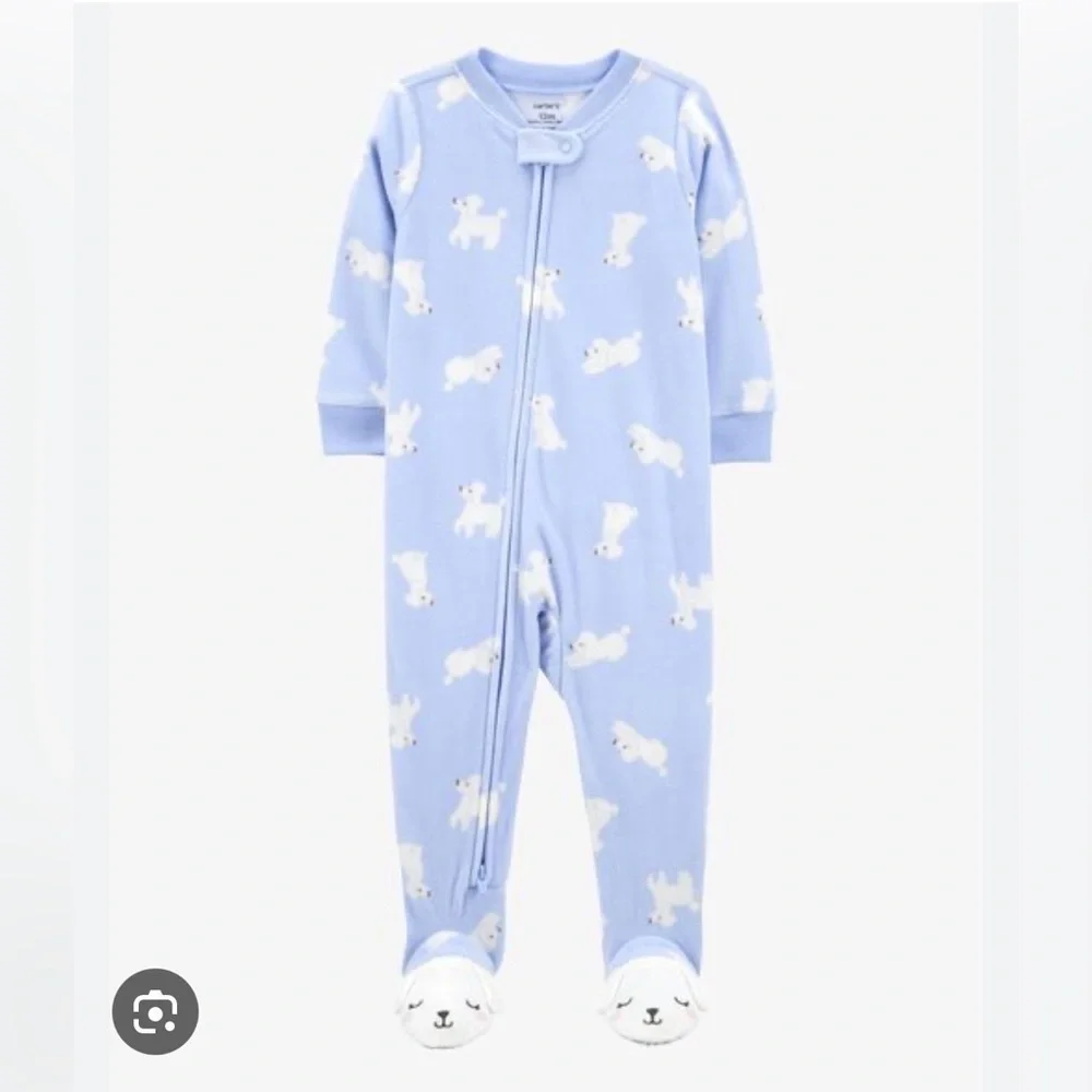 Baby boy 12M blue dog footie pjs zipper